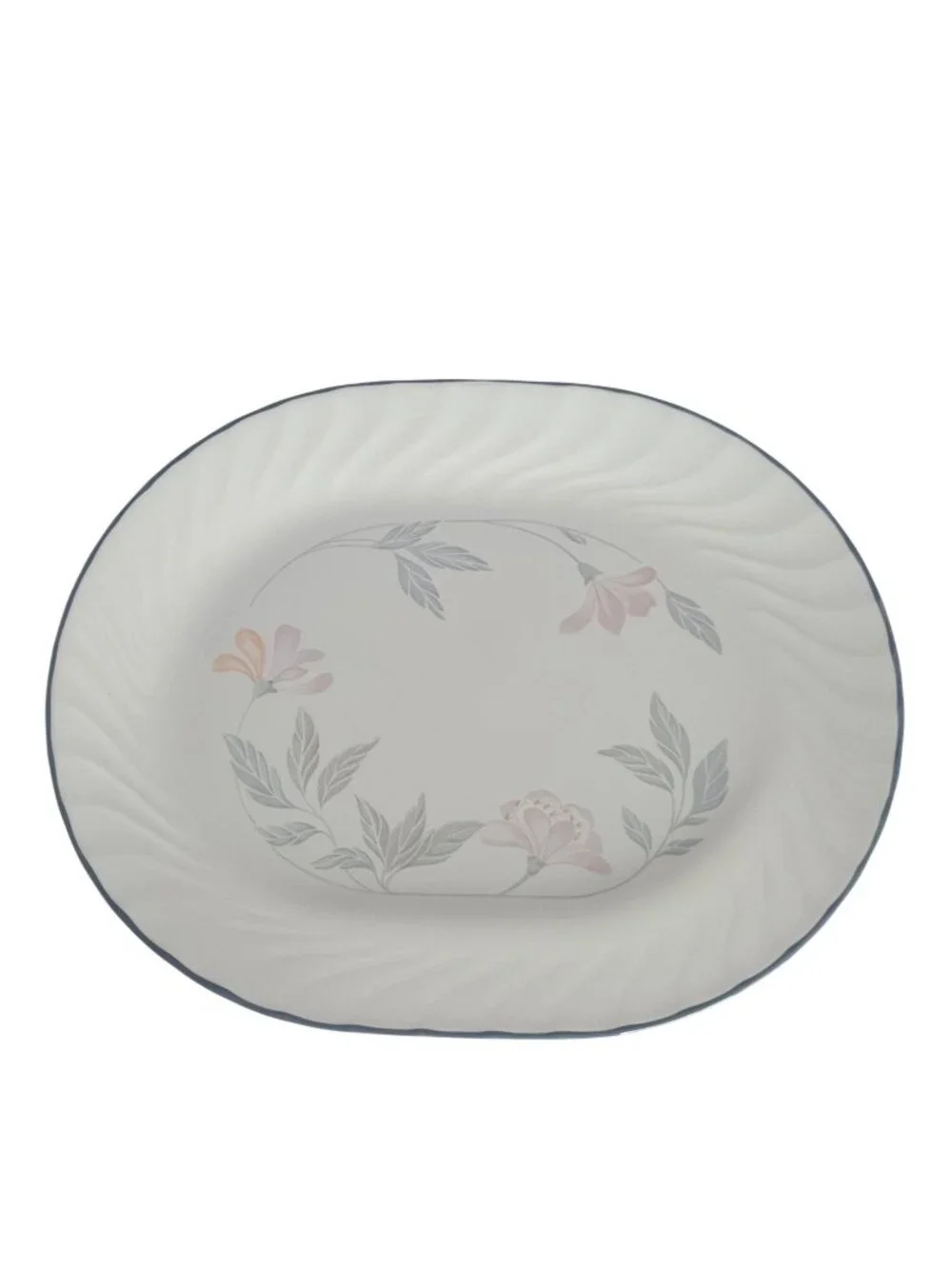 Corelle Pink Trio Serving Platter Pastel Flowers Swirl Rim oval meat cheese tray